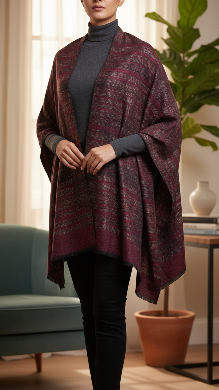 Maroon Winter Cape shawl PW5910