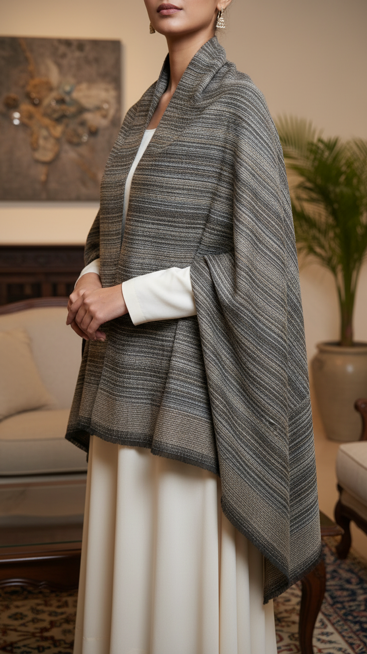 Grey Winter Cape shawl PW5910