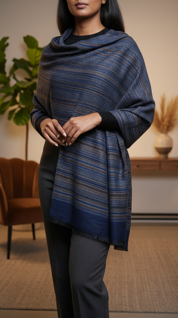 Navy Winter Cape shawl PW5910