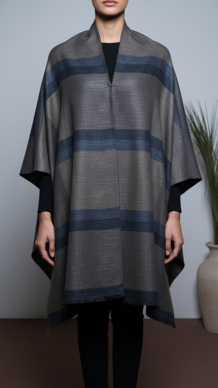 Coffee Winter Cape Shawl PW5912