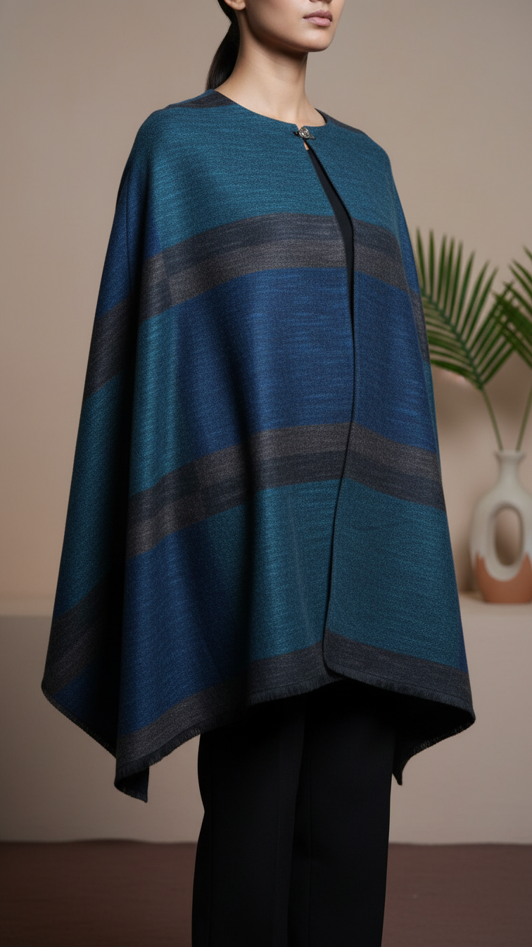 Seagreen Winter Cape Shawl PW5912