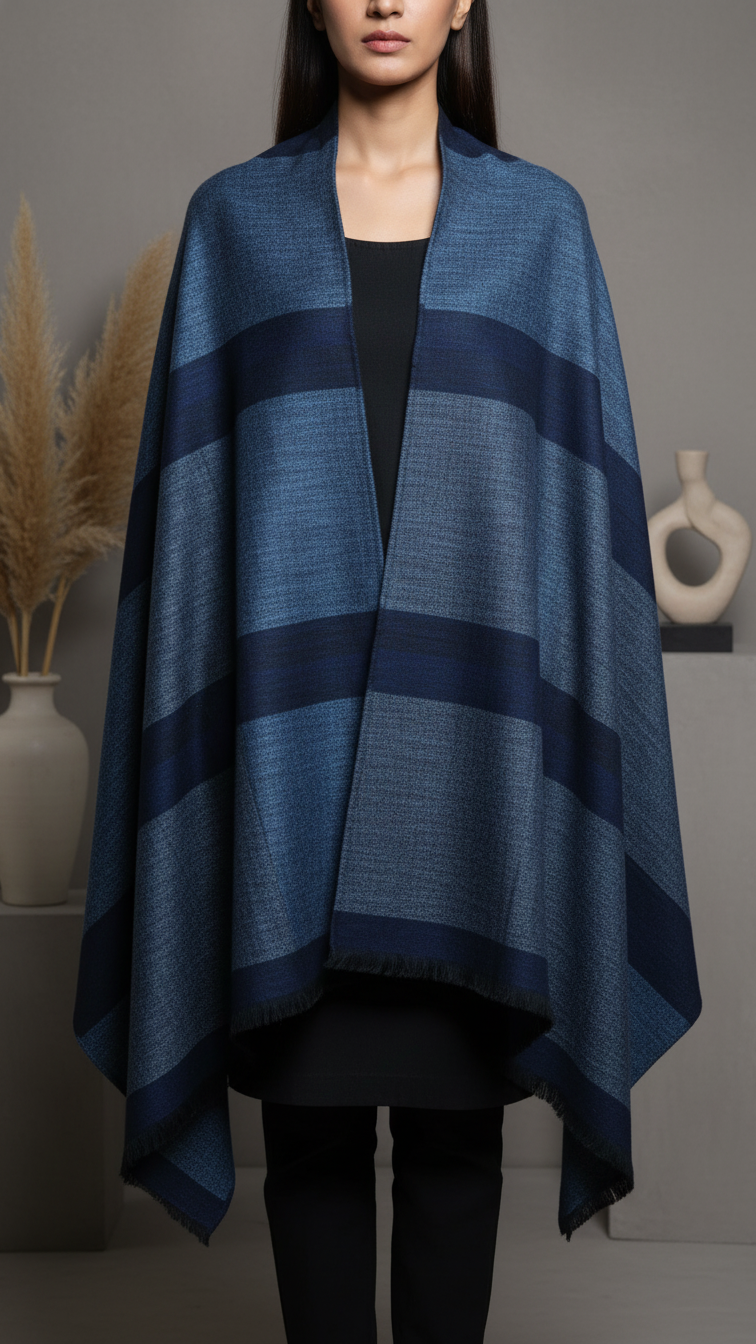 Sky Blue Winter Cape Shawl PW5912