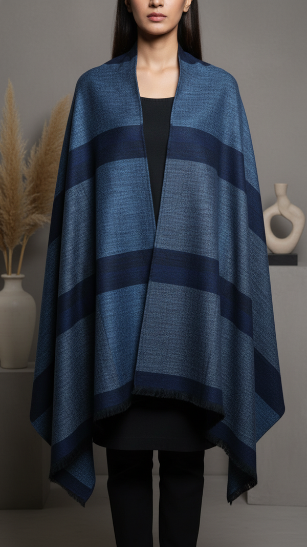 Sky Blue Winter Cape Shawl PW5912