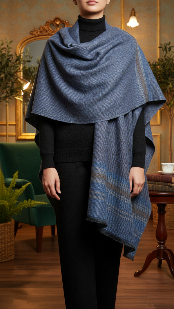 Sky Blue Winter Cape shawl PW5913