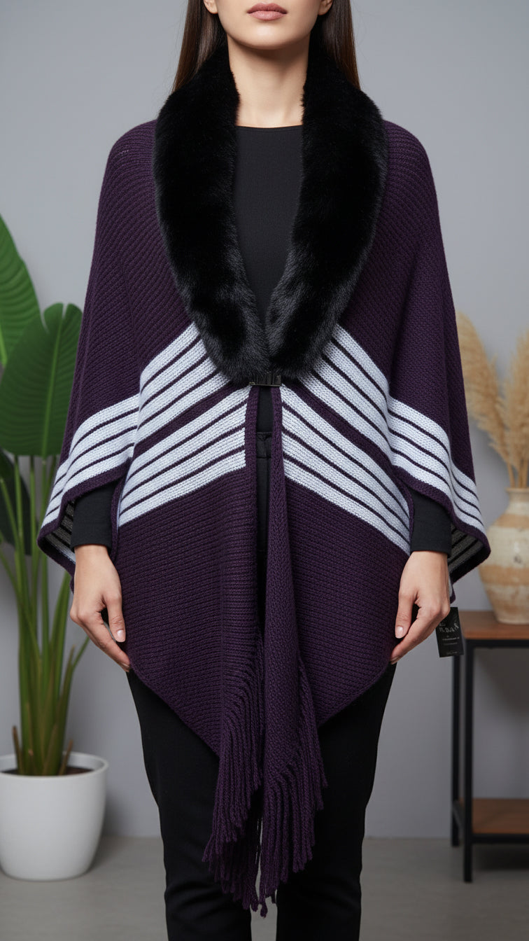 Black Winter Cape shawl PW5914