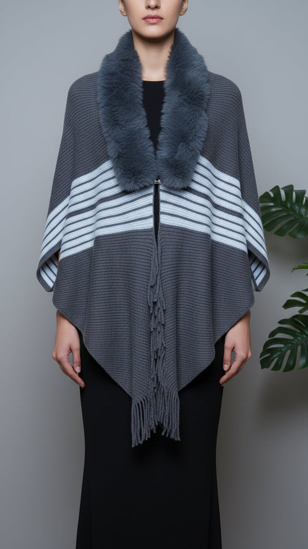Grey Winter Cape shawl PW5914