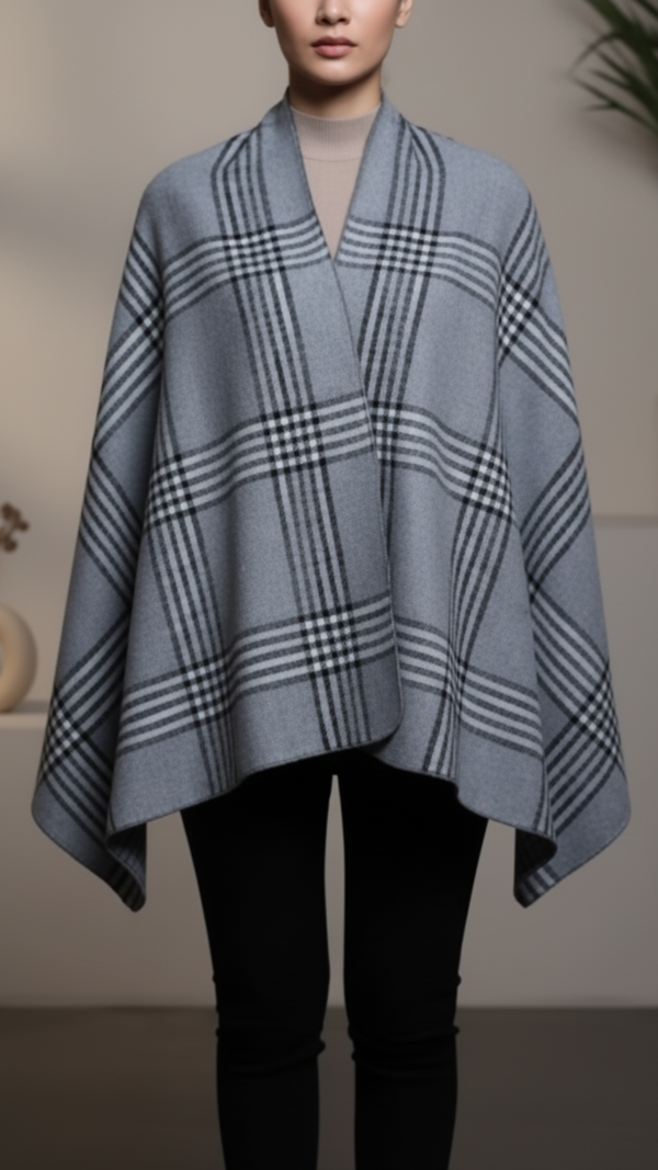 Grey Winter Cape shawl PW5915