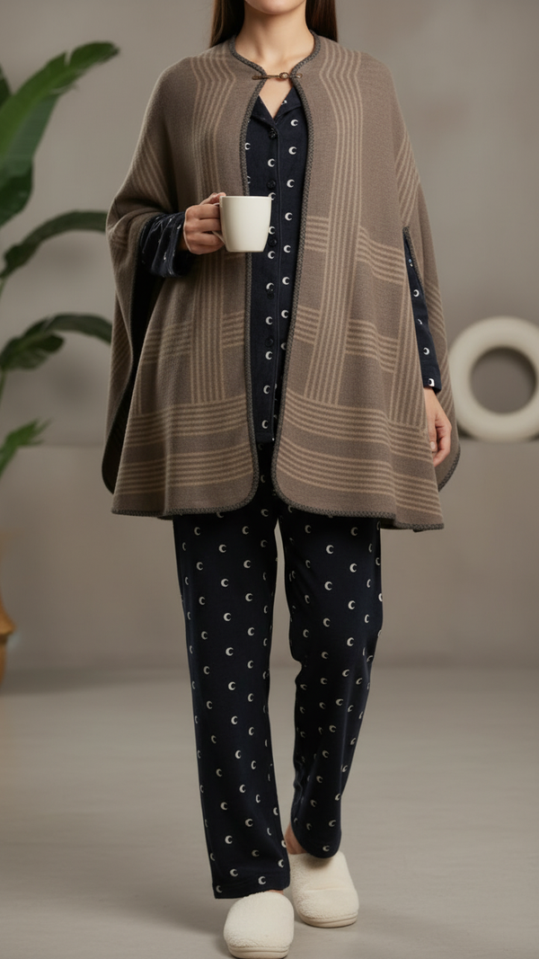 Brown Winter Cape shawl PW5916