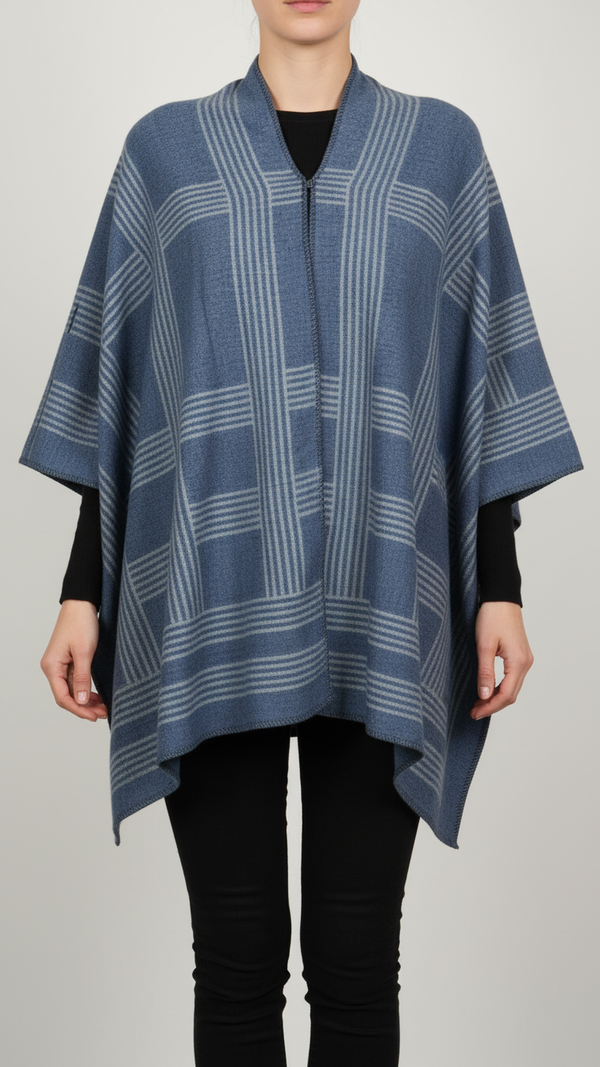 Navy Winter Cape shawl PW5916