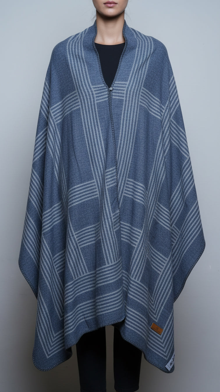 Navy Winter Cape shawl PW5916