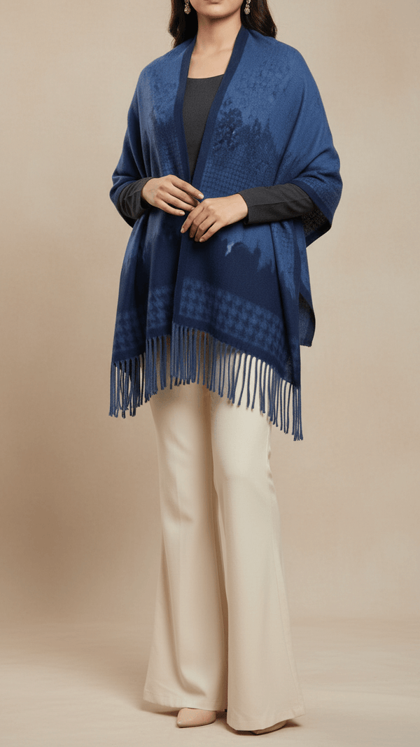 Navy Winter Cape shawl PW5918