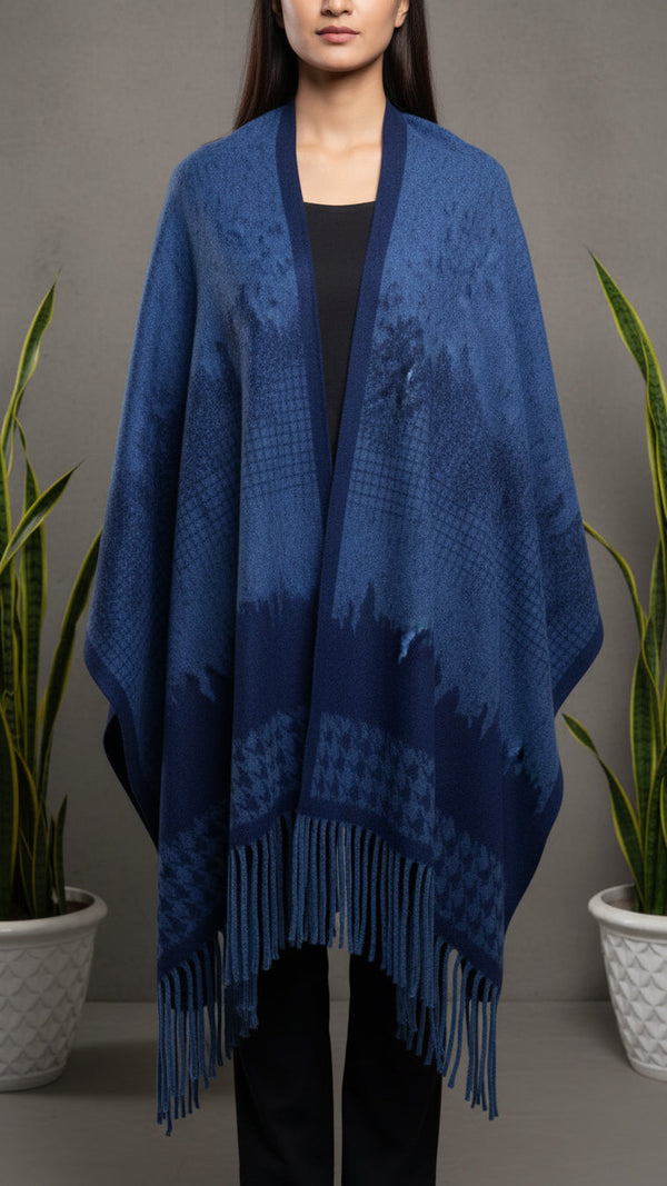 Navy Winter Cape shawl PW5918