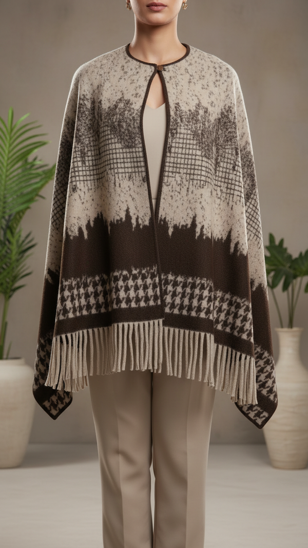 Beige Winter Cape shawl PW5918