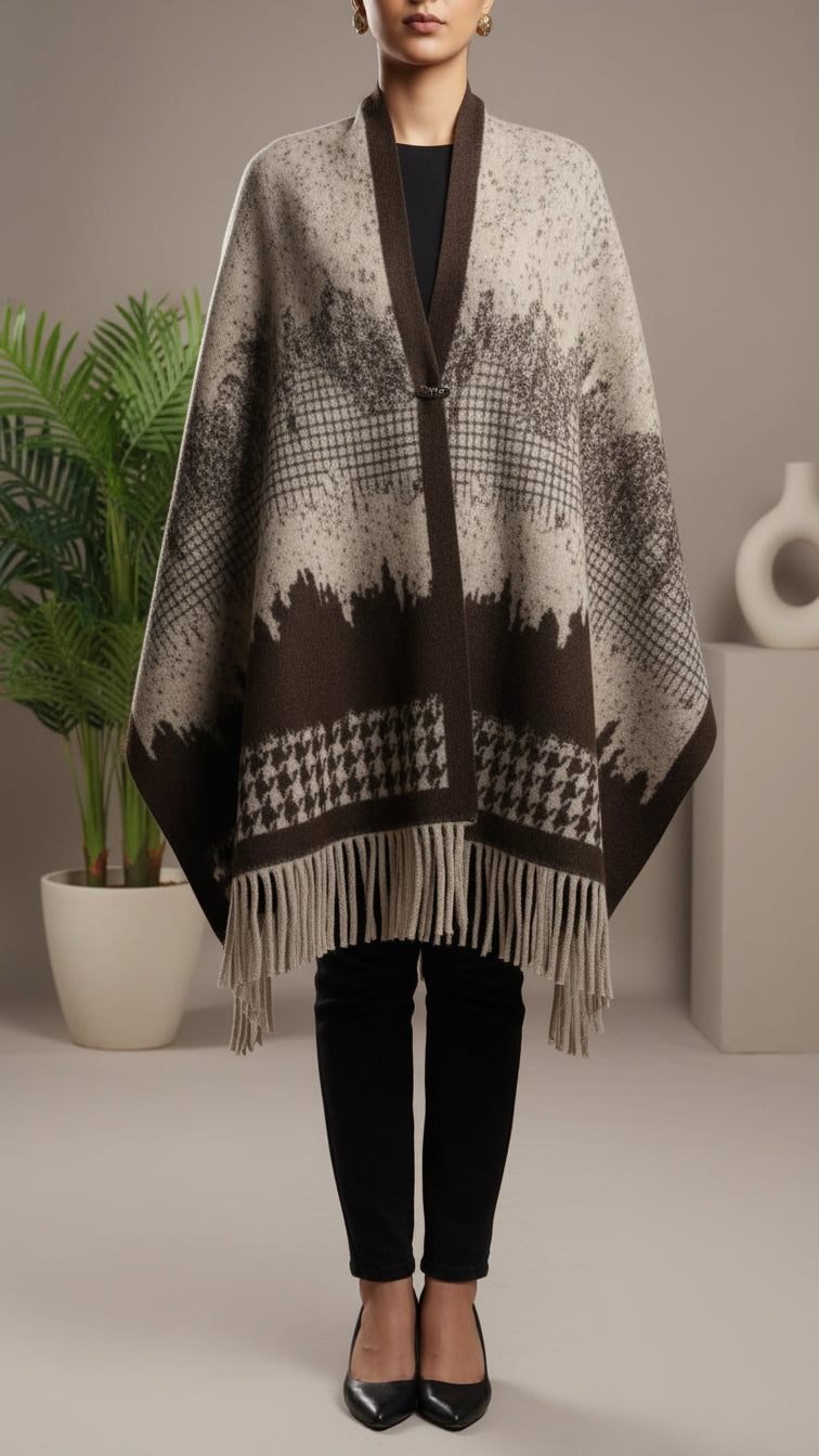 Beige Winter Cape shawl PW5918