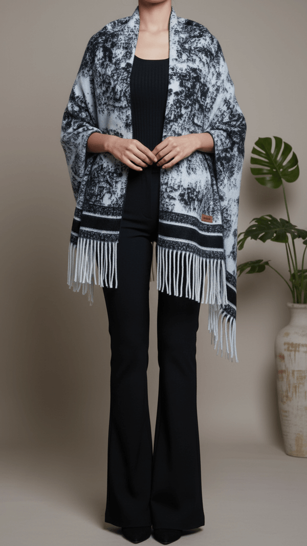 Black Winter Cape shawl PW5919