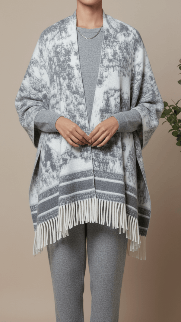 Grey Winter Cape shawl PW5919