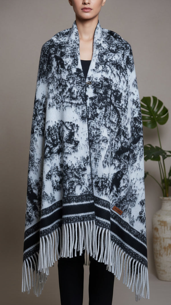 Black Winter Cape shawl PW5919