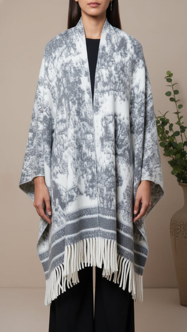 Grey Winter Cape shawl PW5919