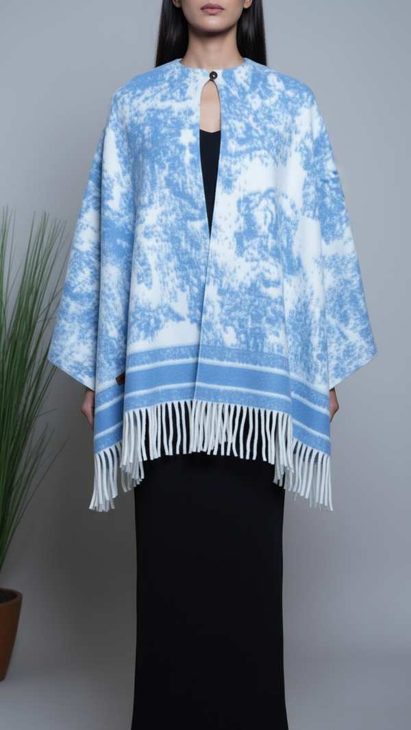 Sky Blue Winter Cape shawl PW5919