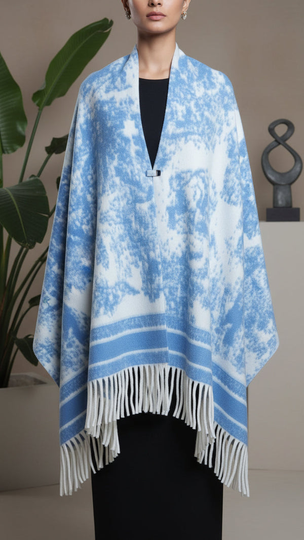 Sky Blue Winter Cape shawl PW5919