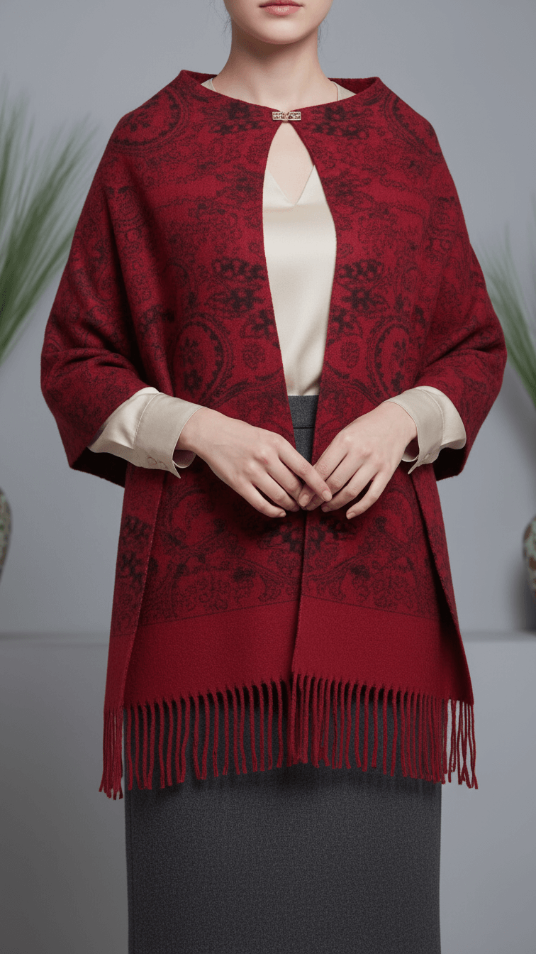 Maroon Winter Cape shawl PW5920