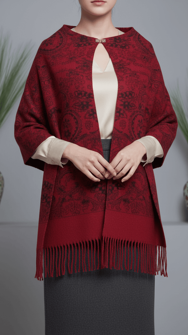 Maroon Winter Cape shawl PW5920