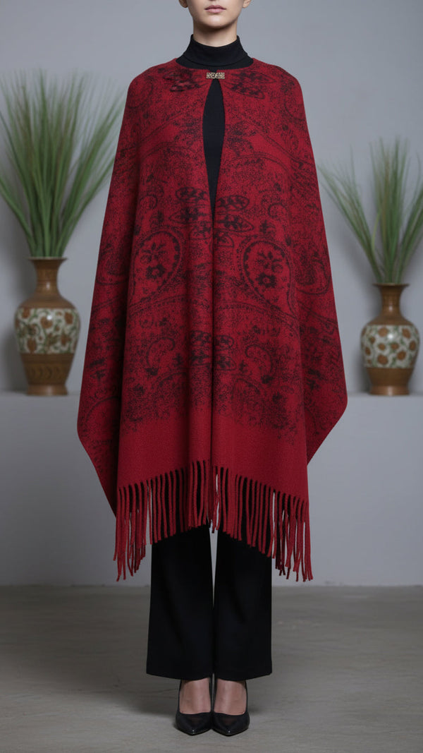 Maroon Winter Cape shawl PW5920
