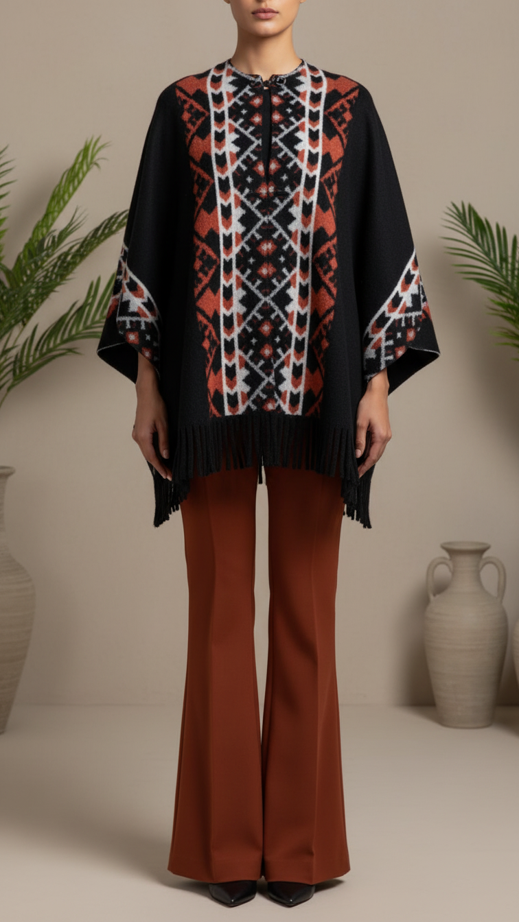 Black Winter Cape shawl PW5921