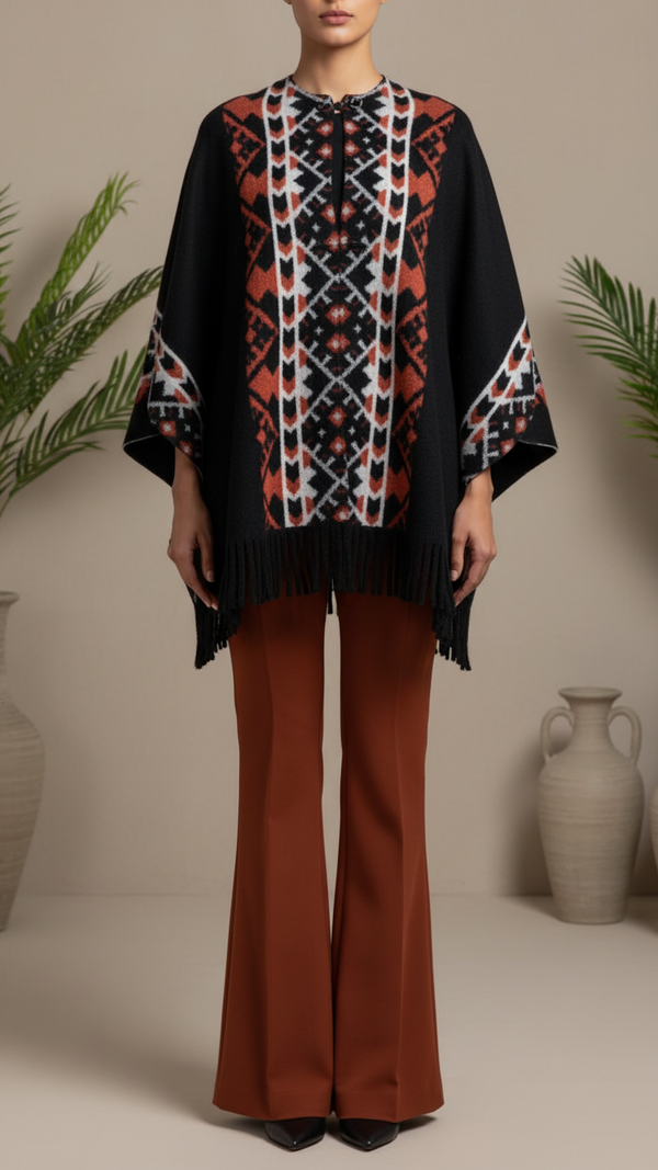 Black Winter Cape shawl PW5921