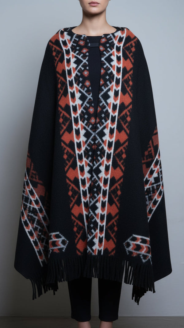 Black Winter Cape shawl PW5921