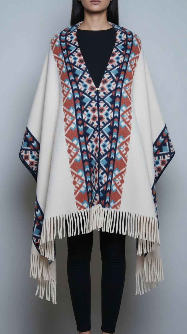 Cream Winter Cape shawl PW5921