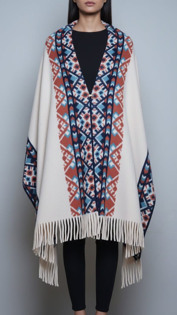 Cream Winter Cape shawl PW5921