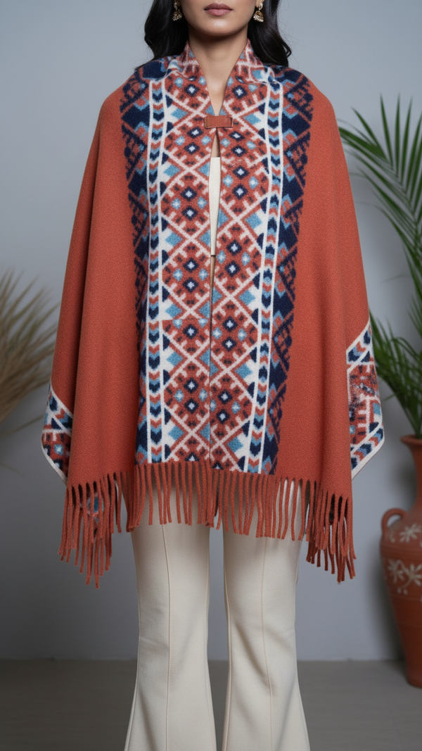 Rust Winter Cape shawl PW5921