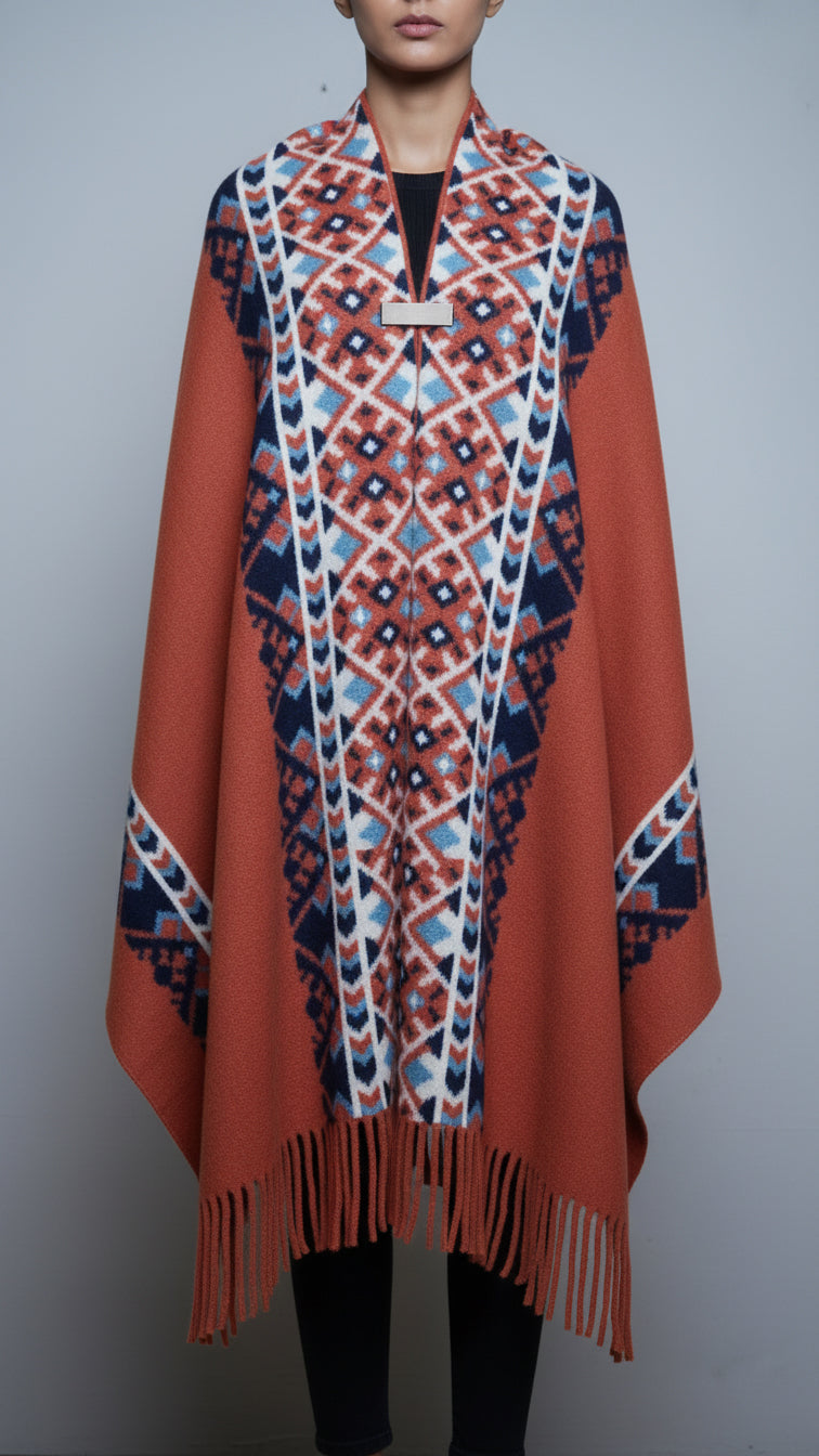 Rust Winter Cape shawl PW5921