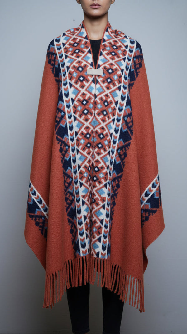 Rust Winter Cape shawl PW5921