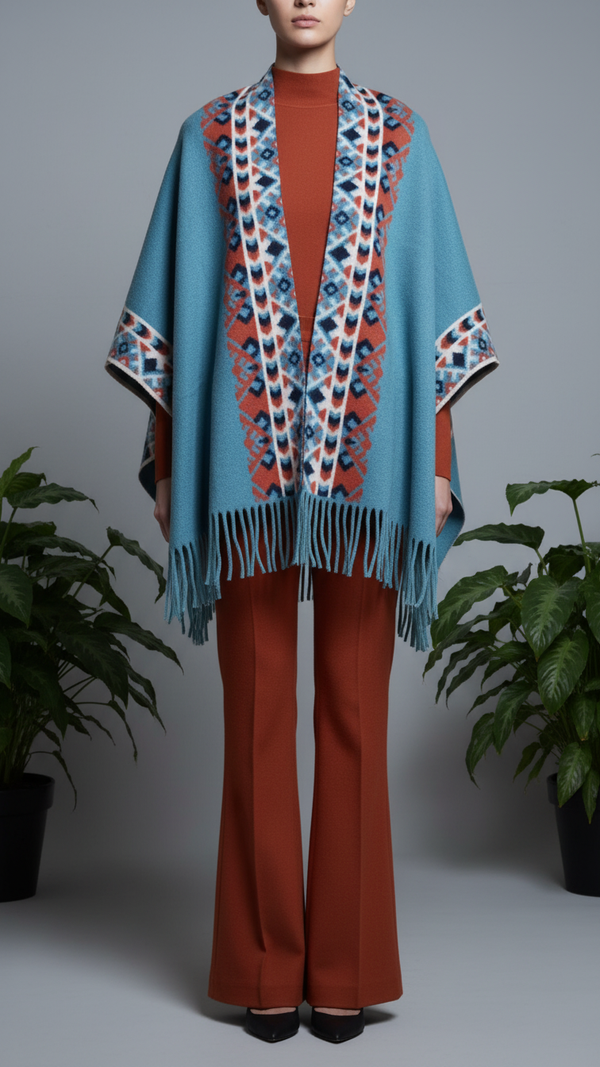 Seagreen Winter Cape shawl PW5921