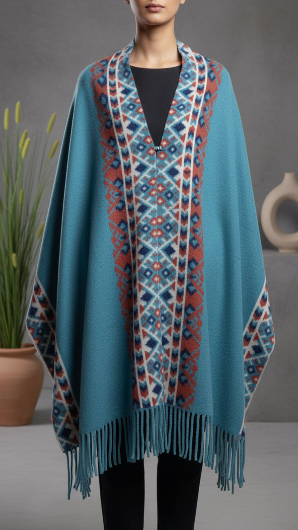 Seagreen Winter Cape shawl PW5921