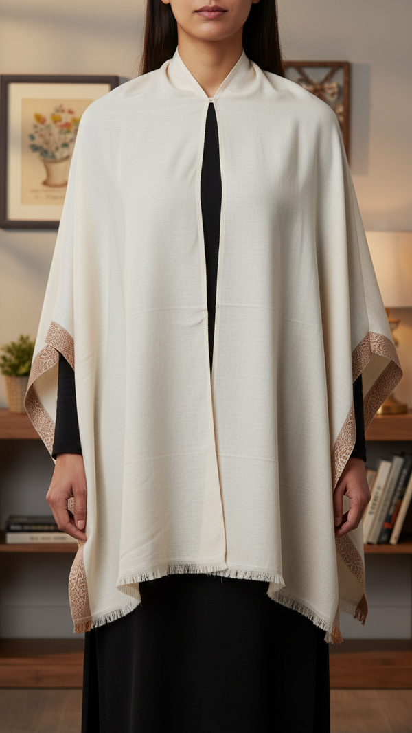 Cream Winter Cape Shawl PW5923