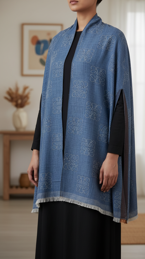 Navy Winter Cape Shawl PW5923