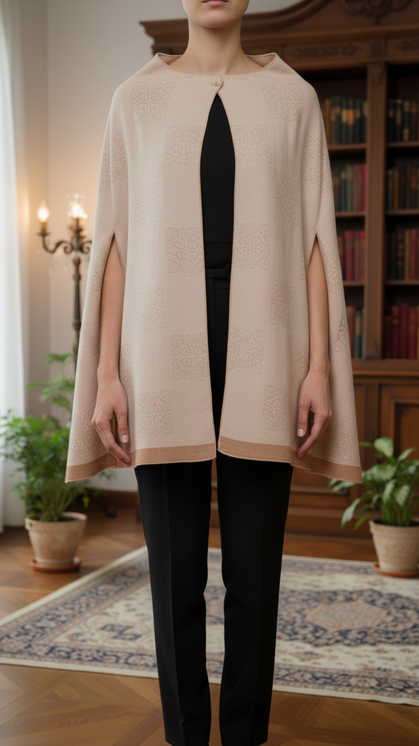 Beige Winter Cape Shawl PW5923