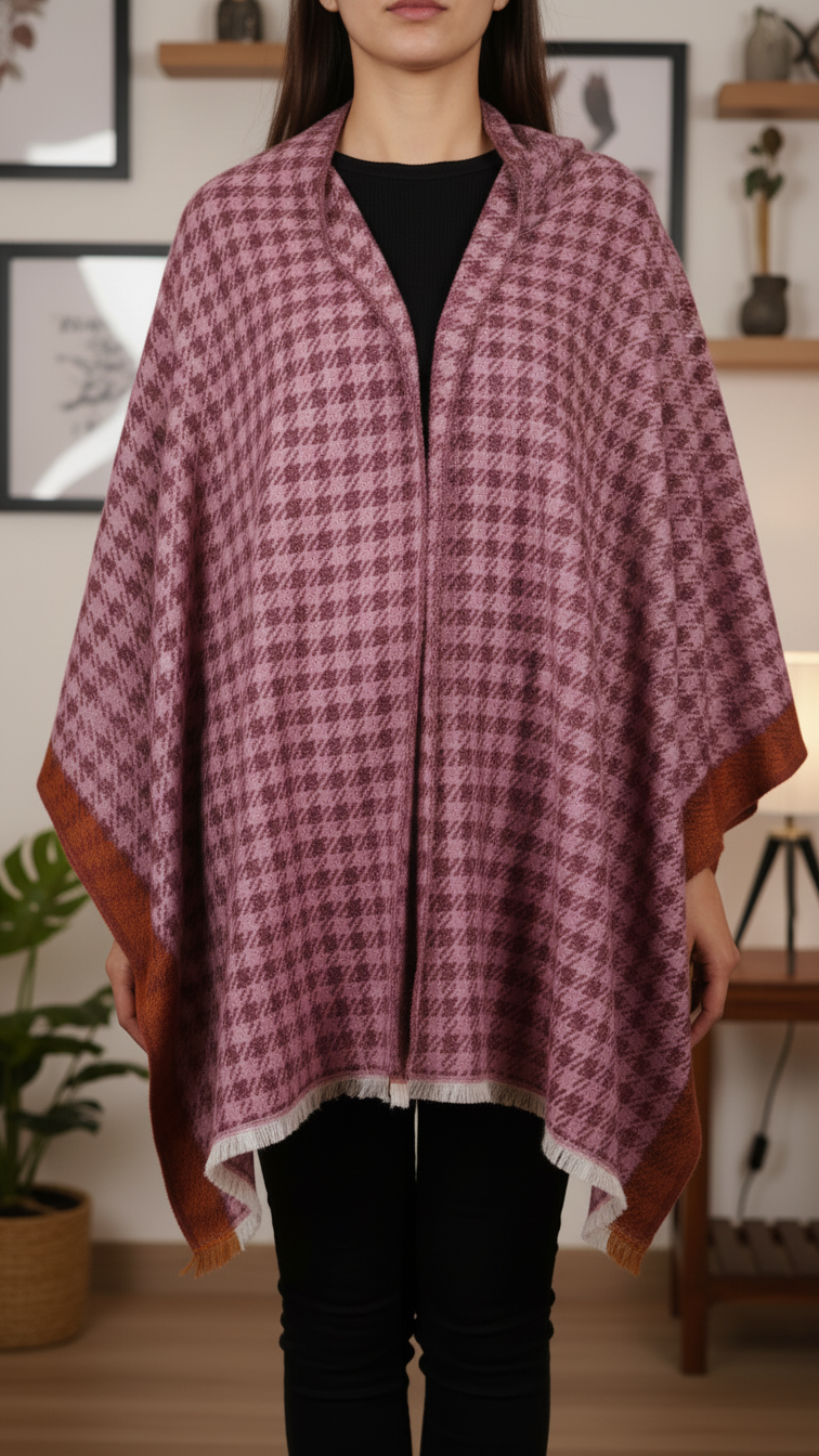 Maroon Winter Cape Shawl PW5925