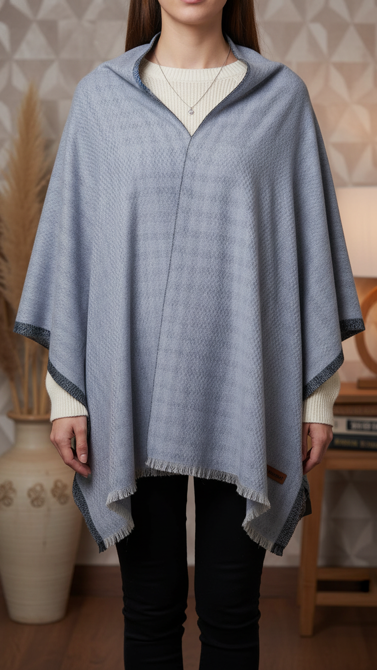 Grey Winter Cape Shawl PW5925
