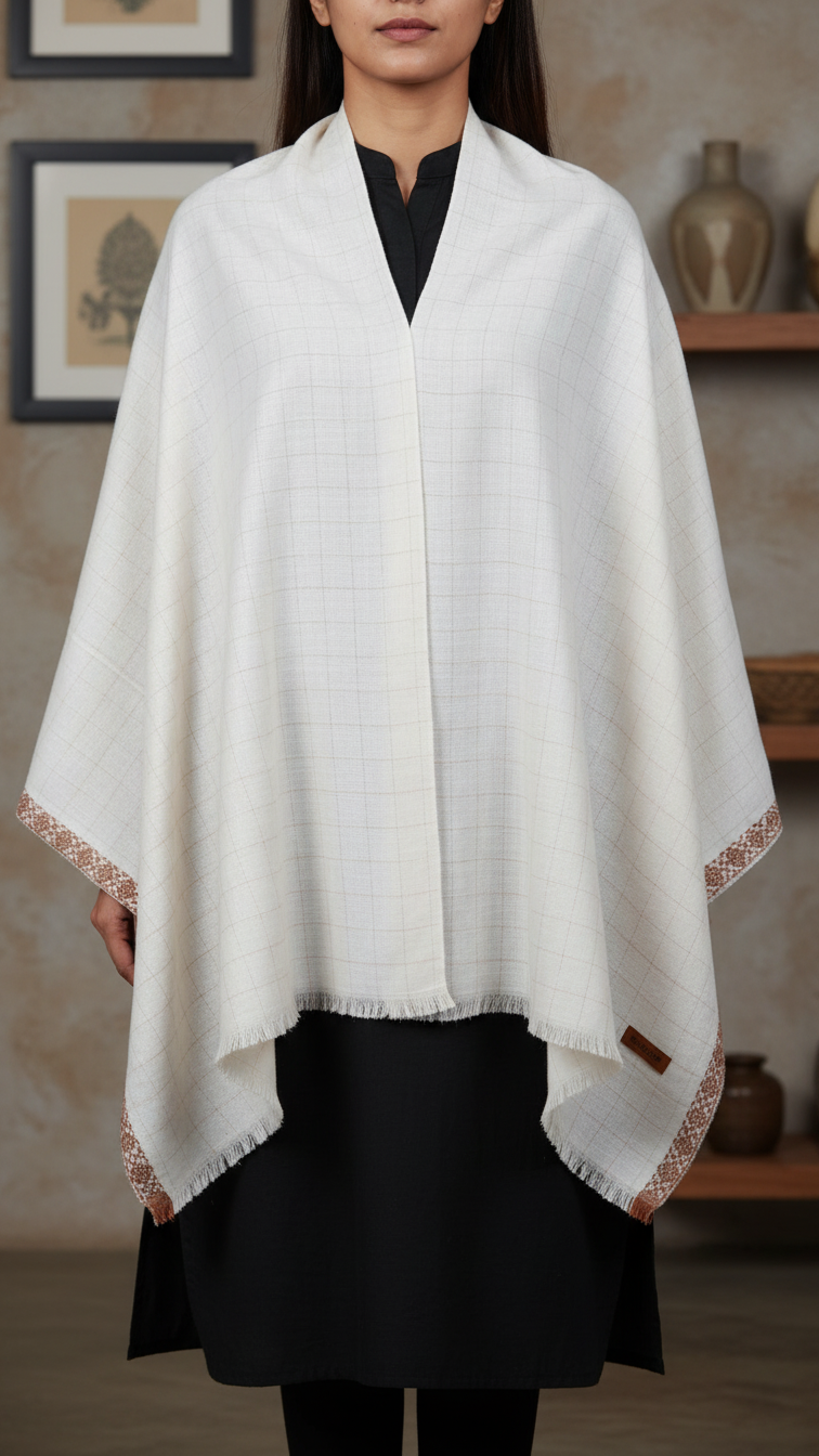 Cream Winter Cape Shawl PW5925