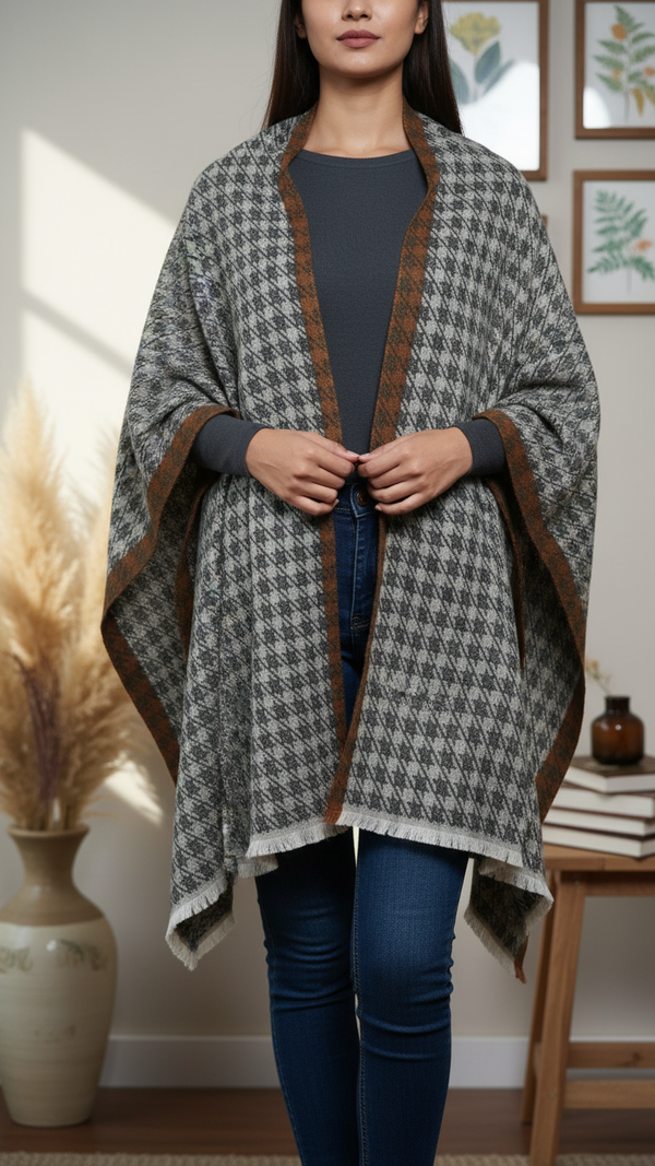 Green Winter Cape Shawl PW5925