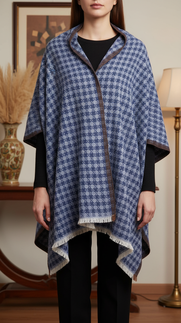 Navy Winter Cape Shawl PW5925