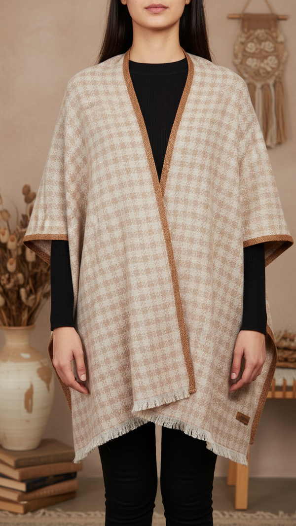 Beige Winter Cape Shawl PW5925
