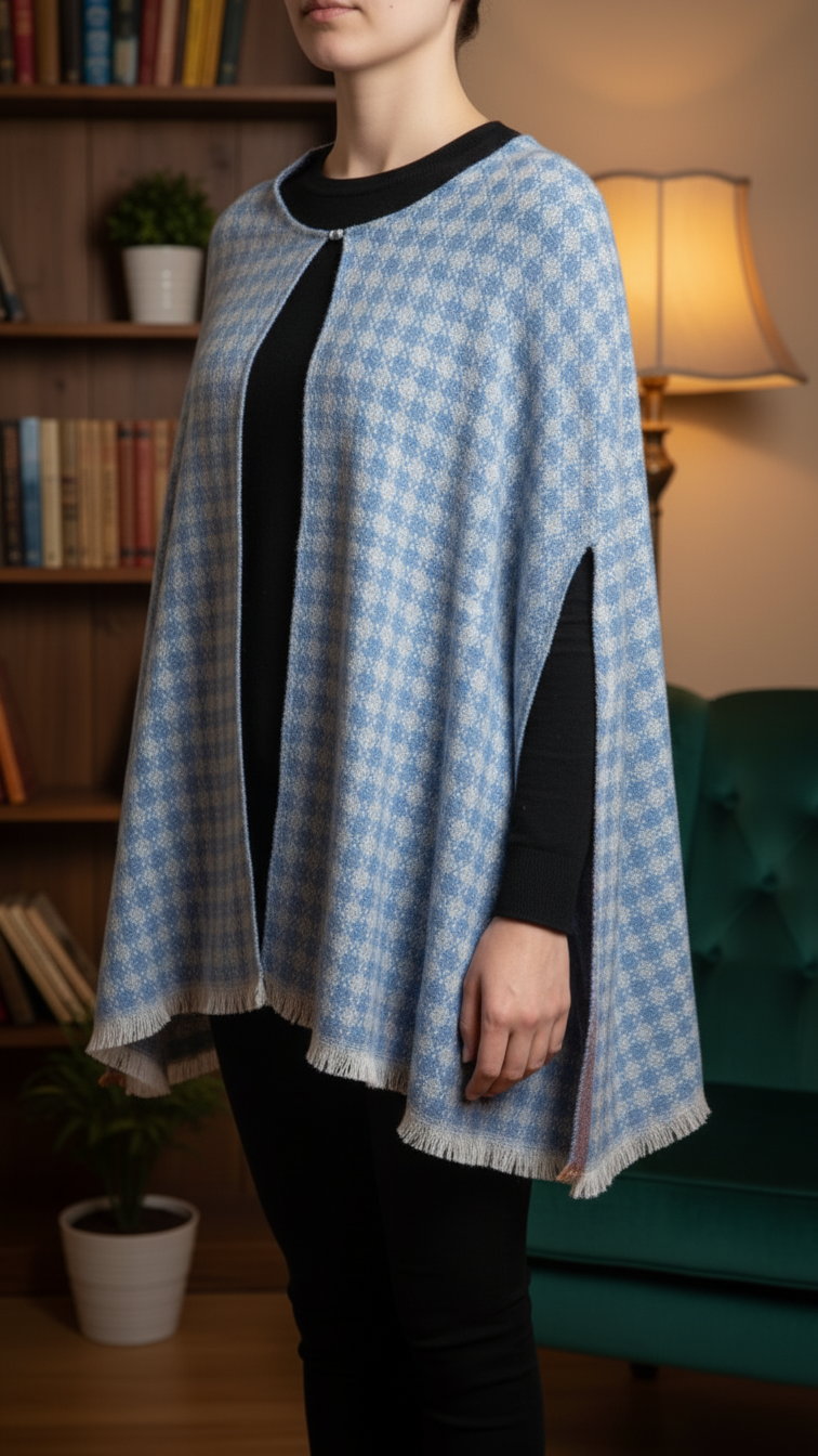 Sky Blue Winter Cape Shawl PW5925