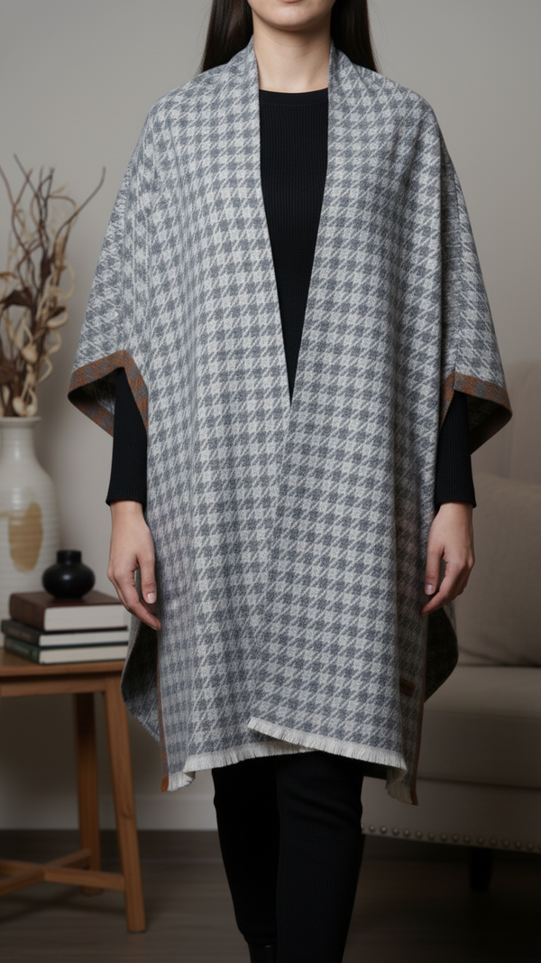 Dk Grey Winter Cape Shawl PW5925