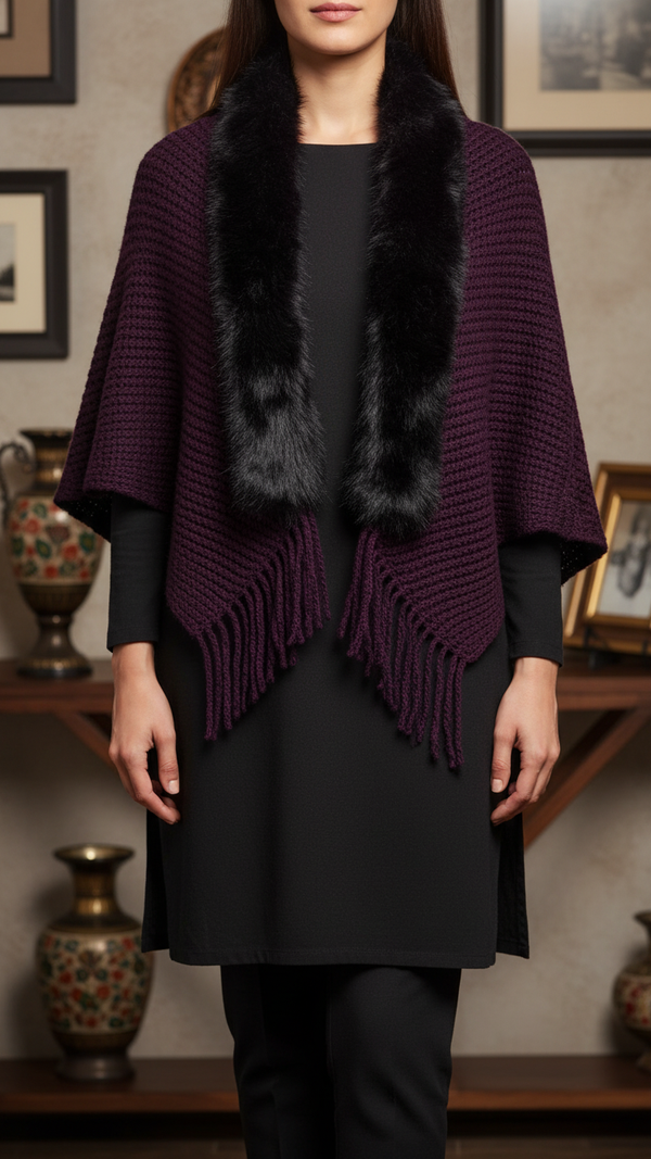 Purple Winter Cape Shawl PW5926