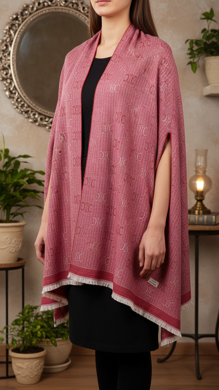 Maroon Winter Cape Shawl PW5927